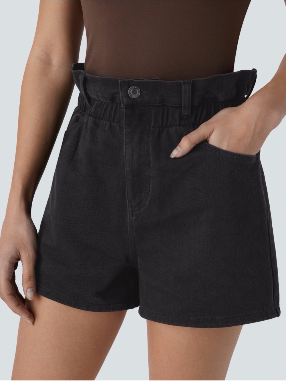 ❤️‍🔥BOGO FREE HALARA Paperbag High Waist Black Denim Stretch Jean Casual Shorts